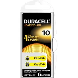 Duracell Activair Hearing Aid Easy Tab 10 Giallo Batteria Per Apparecchio Acustico 6 Pezzi