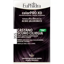 Euphidra Colorpro Xd 355 Castano Scuro Ciliegia Gel Colorante Capelli In Flacone + Attivante + Balsamo + Guanti