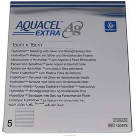 Medicazione In Hydrofiber E Ioni Argento Intessuta In Lyocell Aquacel Ag Extra Drs 15x15cm 5 Pezzi