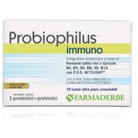 Farmaderbe Probiophilus Immuno Integratore Alimentare 12 Bustine