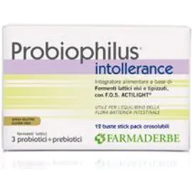 Farmaderbe Probiophilus Intollerance Integratore Alimentare 12 Bustine