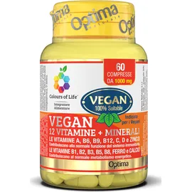 Optima Colours of Life Vegan 12 Vitamine + Minerali Integratore Difese Immunitarie 60 Compresse