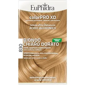 Euphidra Colorpro Xd 830 Biondo Chiaro Dorato Gel Colorante Capelli In Flacone + Attivante + Balsamo + Guanti