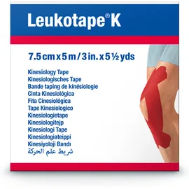 Benda Adesiva Leukotape k per Taping Fisioterapico Larghezza7,5 cm Lunghezza 5 m Color Rosso in Rotolo