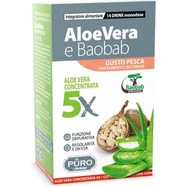 Aloe Vera e Baobab Puro succo concentrato 5x gusto pesca 14 drink monodos SCADENZA GENNAIO 22