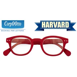 Corpootto Harvard Occhiali per Lettura Colore Rosso +2 Diottrie