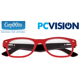 Corpootto PC Vision Occhiali per Lettura Colore Rosso +3 Diottrie