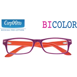 Corpootto Bicolor Occhiali per Lettura Colore Viola/Arancio +2,5 Diottrie