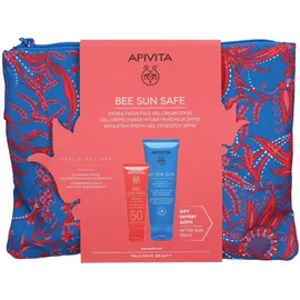 APIVITA Bee Sun Safe Crema-Gel Viso Hydra Fresh SPF 50 + After Sun Crema Gel Viso & Corpo + Pochette